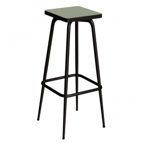 Tabouret de bar Marcel 75 cm – Assise uni Kaki - Pieds Noirs