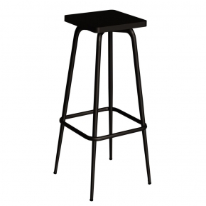 Tabouret de bar Marcel 75 cm – Assise uni Noir - Pieds Noirs