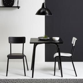 Chaise d’écolier Adulte Suzie Statifié Dossier & Assise uni Noir - Pieds Noirs