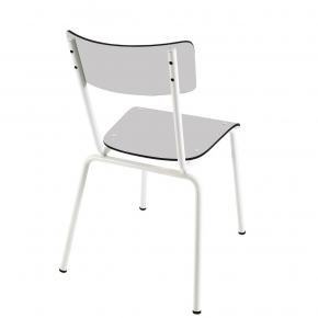 Chaise d’écolier Adulte Suzie Stratifié Dossier & Assise uni Gris Perle - Pieds Blancs