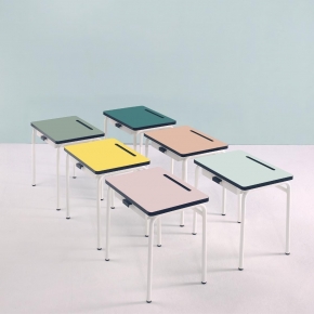 Bureau d’écolier enfant Régine – Uni Jaune Citron - Pieds Blancs