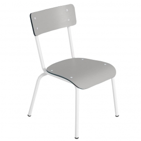 Chaise d'écolier Enfant Colette - Dossier & Assise uni Gris Perle - Pieds blancs