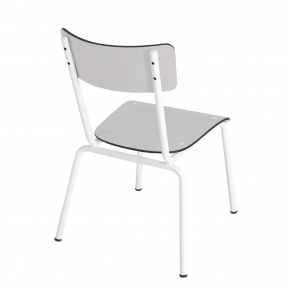 Chaise d'écolier Enfant Colette - Dossier & Assise uni Gris Perle - Pieds blancs