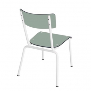 Chaise d'écolier Enfant Colette - Dossier & Assise uni Kaki - Pieds blancs