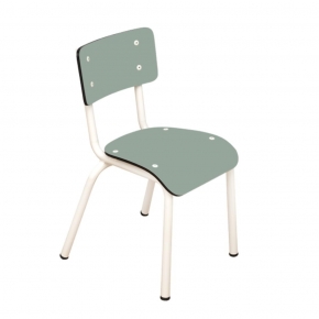 Chaise d’écolier Enfant Little Suzie – Dossier & Assise Uni Kaki - Pieds Blancs