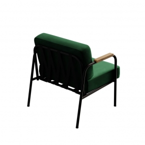 Fauteuil Barnabé - uni Dossier & Assise Velours Vert Colibri - Pieds Noirs