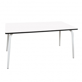 Table Retro Véra Rectangulaire 160×80 – Stratifié uni Blanc - Pieds Blancs