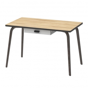 Table Véra avec Tiroir – Stratifié Bois Clair - Pieds Bruts