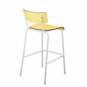 Chaise de bar Suzie 65cm – uni Dossier & Assise Jaune Citron - Pieds Blancs