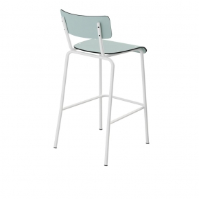 Chaise de bar Suzie 65cm – uni Dossier & Assise Menthe - Pieds Blancs