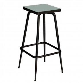 Tabouret de bar Marcel 65 cm – Assise uni Kaki - Pieds Noirs