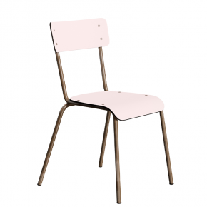 Chaise d’écolier Adulte Suzie Stratifié Dossier & Assise uni Rose Poudré - Pieds Bruts