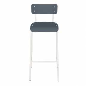 Chaise de bar Suzie 75cm – uni Dossier & Assise Gris Bleu - Pieds Blancs