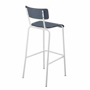 Chaise de bar Suzie 75cm – uni Dossier & Assise Gris Bleu - Pieds Blancs