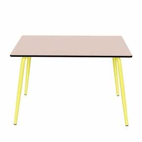 Table de jardin Sun – Uni Rose - Pieds Jaune Fluo - 120x80