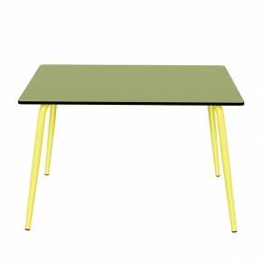 Table de jardin Sun – Uni Vert Tilleul - Pieds Jaune Fluo - 120x80