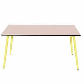 Table de Jardin Sun – Uni Rose - Pieds Jaune Fluo – 160×90