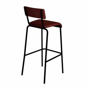 Chaise de Bar Suzie 75cm – Velours Dossier & Assise Bordeaux - Pieds Noirs