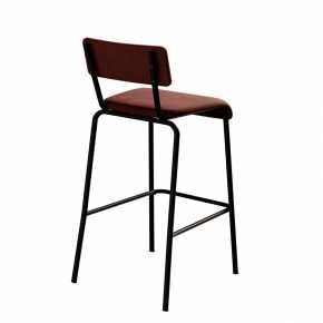 Chaise de Bar Suzie 65cm – Velours Dossier & Assise Bordeaux - Pieds Noirs
