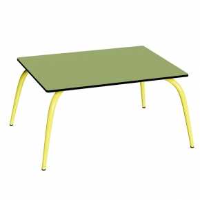 Table Basse Sun – Uni Vert Tilleul - Pieds Jaune Fluo