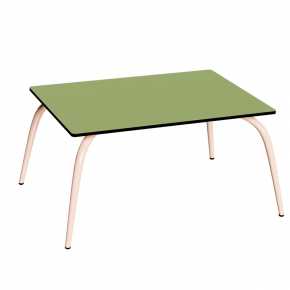 Table Basse Sun – Uni Vert Tilleul - Pieds Rose Poudré