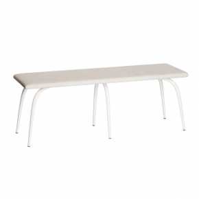 Banc Annie – Assise Uni Velours Écru - Pieds Blancs