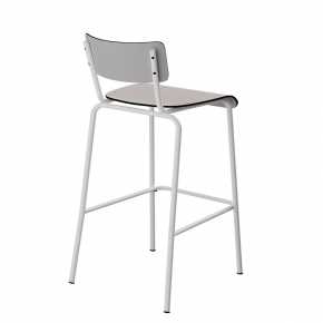 Chaise de bar Suzie 65cm – uni Dossier & Assise Gris Perle - Pieds Blancs