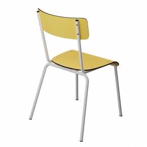 Chaise d’écolier Adulte Suzie Stratifié Dossier & Assise uni Jaune Citron - Pieds Blancs