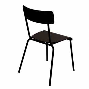Chaise d’écolier Adulte Suzie Statifié Dossier & Assise uni Noir - Pieds Noirs
