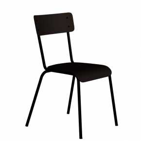Chaise d’écolier Adulte Suzie Statifié Dossier & Assise uni Noir - Pieds Noirs