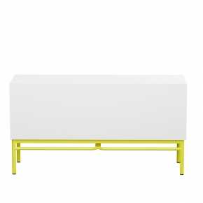 Meuble bas TV Elienor - Blanc - Pieds Jaune Fluo