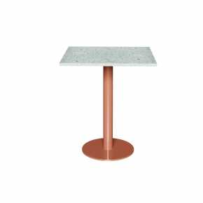 Table en Plastique Recyclé Bleu - Pied Central Terracotta - 65x60