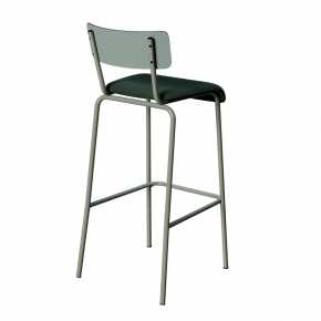 Chaise de Bar Suzie 75cm – Bicolore Dossier Stratifié Kaki & Assise Velours Côtelé Vert Forêt - Pieds Kaki