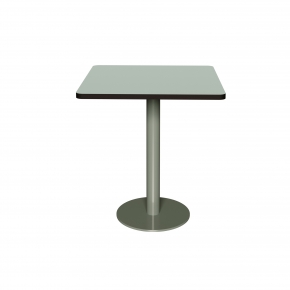 Table Retro Véra - Stratifié Uni Kaki -  Pied Central Kaki - 70x70