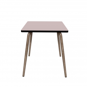 Table Retro Véra Carrée 70x70 – Stratifié uni Rose Poudré - Pieds Bruts