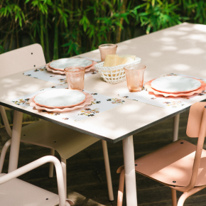 Table de jardin Sun – Uni Rose - Pieds Rose Poudré - 120x80