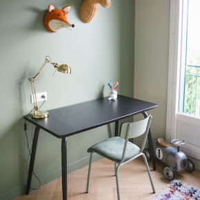 Table Retro Véra 120×70 – uni Noir Pieds Noirs