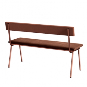 Banc Anita – Dossier Velours côtelé Paprika et Assise Velours Brun - Pieds Terracotta