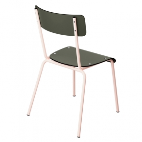 Chaise d’écolier Adulte Suzie Stratifié Dossier & Assise uni Avocado - Pieds Rose Poudré