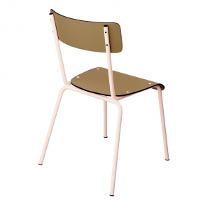 Chaise d’écolier Adulte Suzie Stratifié Dossier & Assise uni Ocre - Pieds Rose Poudré