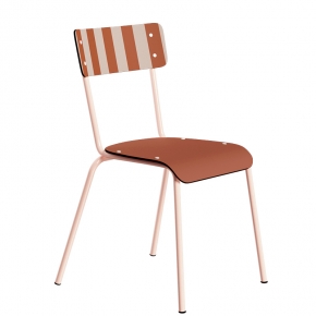Table Retro Amiel 160x80 - Stratifié Uni Rose Poudré - Pieds Noirs
