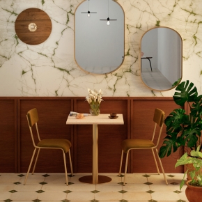 copy of Table en Plastique Recyclé Beige - Pied Central Doré - 65x60
