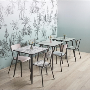 copy of Table Retro Véra Carrée 70x70 – Stratifié uni Kaki -  Pieds Noirs